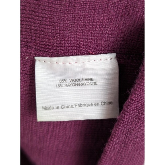 Tory Burch Sweater Womens XL Purple Red Colorblock Short Sleeve Wool Blend Knit - Picture 6 of 9